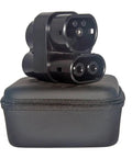 Heavy Duty Ccs1 To Ccs2 Fast Charge Adapter on a black case, compact design for Type One to Type Two EV converters.
