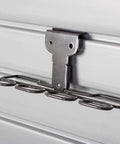 Small Tool Rack for Garage Slatwall Panels in Dark Gray Steel holds four small tools, installed on 3-inch on center slatwall panel.