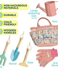 Kids Garden Tool Set For Young Gardeners Kid Friendly STEM Learning Kit With Tote Bag Lightweight Spade Watering Can Rake Fork Trowel And Gloves Colorful Durable Outdoor Garden Set For Kids