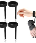4 Pack Winter Ski Gloves With Elastic Wrist Straps For Men, showing black straps with clips securing gloves to wrist