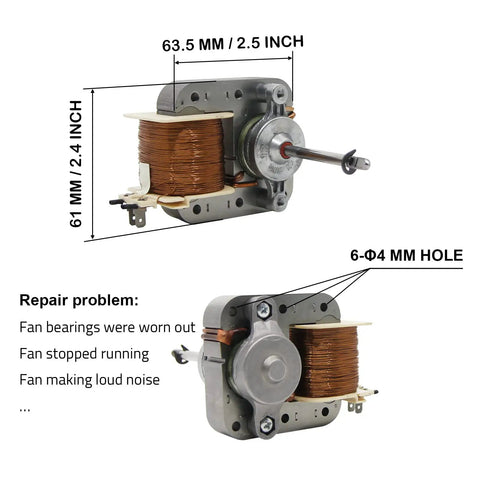 Range Convection Oven AC Fan Blower Motor Replacement Part EAU61865301 dimensions and repair solutions