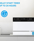 Top Shelf Countertop Dishwasher With Eight Smart Cycles And Six Place Settings Handles Busy Nights Like A Charm Energy Star Certified Portable Appliance Tailored For Dorms RVs And Apartments Crisp White with delay start timer.