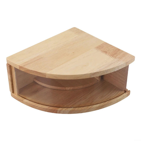 Sweet Wooden Coffee Filter Holder Box Fan Design Compact Countertop Storage Organizer For Hand Drip Brewing Solid Counter Saver with scalloped edge.