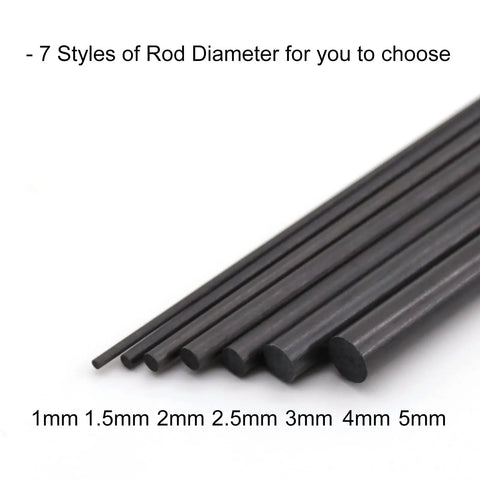 Various diameters of Carbon Fiber Rods 1mm By 400mm Solid Matte Round Bar For DIY Crafts RC Airplane Model Car Pack Of 10