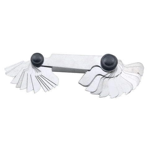60 Degree Thread Pitch Gauge Set, 30 pcs SAE type stainless steel screw pitch measuring tool with clear markings, folded open