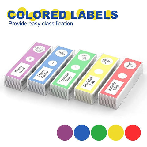 Ultimate 60 Piece Plastic Prepared Microscope Slides Set With Insects Plants Animals Flowers And Other Specimens In Five Boxes Safe No Sharp Edges Durable For Classroom And Home Science Kid Friendly, five color-coded boxes