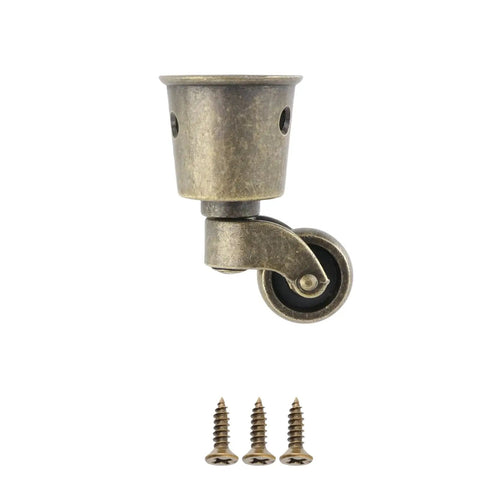 Four Pack 360 Degree Swivel Cup Casters With Silent Rolling Precision Bearings Smooth Operator Antique Brass Furniture Wheels, 1.5 inch