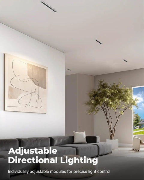 Smooth Triac Dimmable 15W Linear Recessed Lights With Slick White Trim 5 Cct Selectable Premium Led Ceiling Fixtures mounted ceiling view.