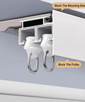 Close-up of Premium Aluminum Ceiling Mount Curtain Rail With Double Groove Blackout Track brackets and pulleys