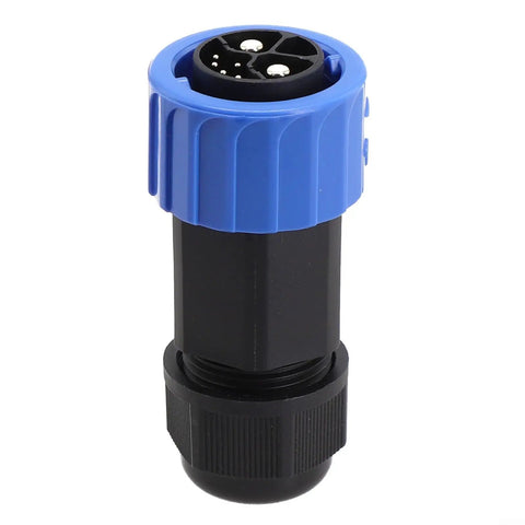 Beast Mode Waterproof M23 Connector With IP67 Rating For Outdoor Motorcycle And Ebike Charger Sockets Featuring Male Plug Design.