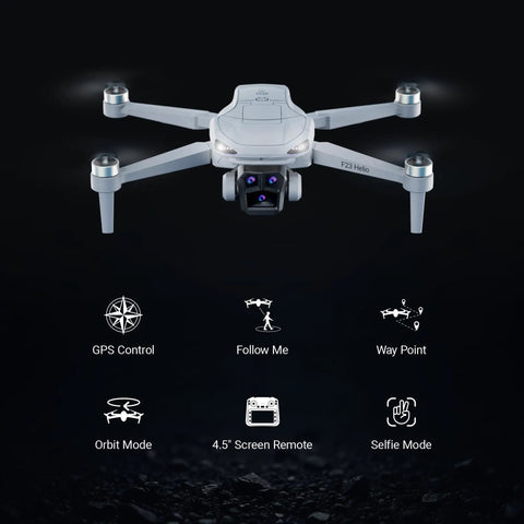 F23 GPS Drone With Camera for Teens and Adults Dope Flight Time 46 Minutes Foldable Drone display with flight mode icons.