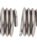 Stainless Steel Wire Thread Insert Kit For Screw Hole Repair, 50 Pcs SUS304 Bushing Inserts, Thread Saver For Auto, Marine, Aviation And Electronics, Quick Fix For Damaged Female Threads, Beefed Up Durable Repair Kit For Loose Holes. Close-up of two SUS304 stainless wire thread inserts