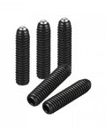 Heavy Duty Ball Point Set Screws M4 X 16mm High Carbon Steel Metric Spring Grub Screws 10 Pack viewed from above showing five screws