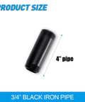 Black Painted Iron Pipe Nipple Set Three Quarters Inch By Four Inch Threaded Metal Pipe Fittings 10 Pack For DIY Furniture Shelving Decor