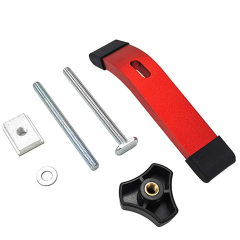 Accessory components of Heavy Duty 2 Pack Red Aluminum T Track Clamps For CNC Milling And Woodworking including bolts and washers.