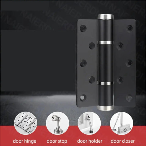 Soft Closing Door Hinge With Automatic 90 Degree Positioning Hydraulic Closer 5 Inch Adjustable Hardware 2 Pack Gray