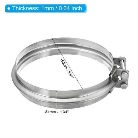 Duct Clamp 6 Inch V Shape 304 Stainless Steel Pipe Clamp For Ventilation Ducting Dust Collection And Chimney Pipe 150mm Inner Diameter Built To Last Heavy Duty HVAC Clamp