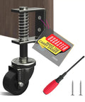 2 Inch Gate Caster Wheel For Wooden Gates, 360 Degree Swivel, Spring Loaded, black caster, with screwdriver and screws