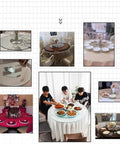 Heavy-Duty 39 Inch Lazy Susan Tabletop Serving Tray Made of Explosion-Proof Tempered Glass, 360 Degree Rotating Round Plate in use