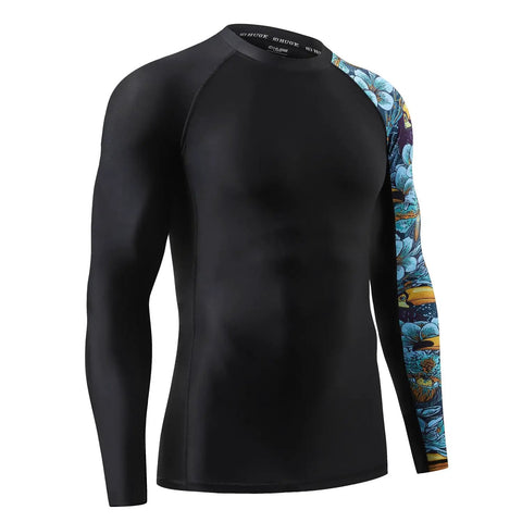 Mens Rash Guard Long Sleeve With UV Protection UPF 50 Plus For Men Moisture Wicking Quick Dry Four Way Stretch Swim Surf Gym Wear
