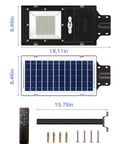 2 Pack Beast Bright 2000W Solar Street Lights Outdoor 100000LM Dusk To Dawn IP65 Waterproof Flood Lights components shown