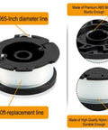 String Trimmer Spool Replacement Kit For AF 100 30Ft 0.065 Inch Line with black ABS material and nylon polyamide design