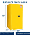 Heavy Duty Flammable Storage Cabinet 60 Gallon Double Wall Safety Vault Premium Industrial Fire Resistant Chemical Locker 65 inch tall