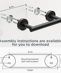 Installation guide for Matte Black Wall Mount Toilet Paper Holder With Pivoting Double Post Tissue Roll Holder And Hand Towel Ring Set In Premium SUS304 Stainless Steel.