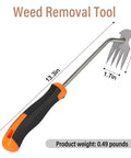 Weed Remover Tool Garden Weeder With Long 13 Inch Handle Four Tooth Uprooting Tool Stainless Steel Build Rubber Grip.