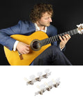 Durable Rock Solid Zinc Alloy Guitar Tuning Peg Set For Classical Acoustic And Folk Guitars With Silver Finish Machine Heads