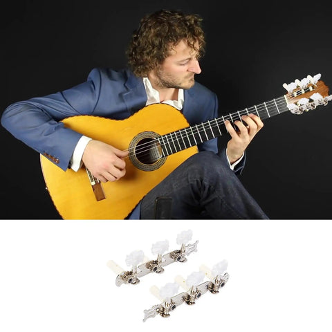 Durable Rock Solid Zinc Alloy Guitar Tuning Peg Set For Classical Acoustic And Folk Guitars With Silver Finish Machine Heads
