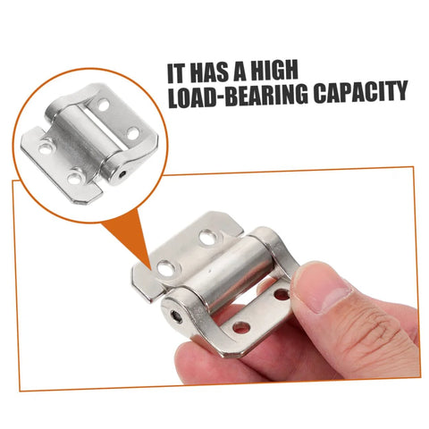 SOLUSTRE cabinet door hinge, nickel finish, zinc alloy steel, high load capacity; close-up view