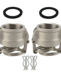 Two Pack Aluminum Cam and Groove Fittings Type DC Dust Cap 3 Inch with Two Camlock Gasket Fittings 3 Inch Lightweight Corrosion Resistant Construction NBR Seal Stainless Steel Cam Arms 250 PSI Max, two caps and gaskets