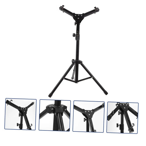 Rock Solid Foldable Drum Stand Adjustable Tripod Rack For 12 Inch Snare Drum Heavy Duty Alloy Build, side view showing construction details.