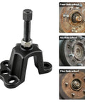 Heavy Duty Universal Hub Puller For Brake Drum Removal And Seized Bearing Extraction Four And A Half Inch Jaw Opening Tough Carbon Steel, showing puller for various wheel types.