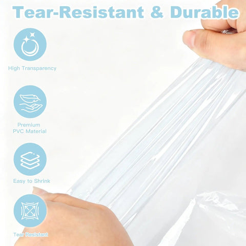 Clear PVC Shrink Wrap Bags 40 Count 14 By 20 Inches Heat Seal Packaging For Gifts Shoes Jars Baskets Soap Sleeves And Tons Of DIY Projects From Homemade Treats To Crafts, tear-resistant plastic