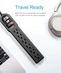 Image of a Six Outlet Surge Protector Power Strip With 735 Joules Of Surge Protection Overload Shield Two Foot Cord Multipack Of Ten.
