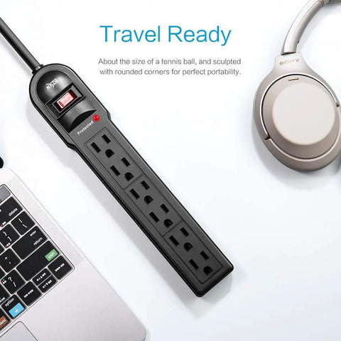 Image of a Six Outlet Surge Protector Power Strip With 735 Joules Of Surge Protection Overload Shield Two Foot Cord Multipack Of Ten.