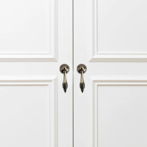 Retro Zinc Alloy Cabinet Pull Ring Handles Set Of 4 For Doors And Drawers, Vintage Style Furniture Hardware, Decorative Handles on white doors