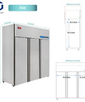 Heavy Duty 72 Inch Wide Commercial Refrigerator And Freezer Combo Reach In Triple Door Upright Cold Storage Cabinet For Restaurants And Small Businesses Keeps Everything Chillin With Zero Sweat dimensions diagram and measurements.