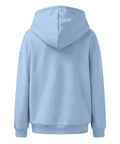 Back view of Womens Oversized Zip Up Hoodie Fleece Pullover Sky Blue With Quarter Zip And Stand Up Collar for a cozy look