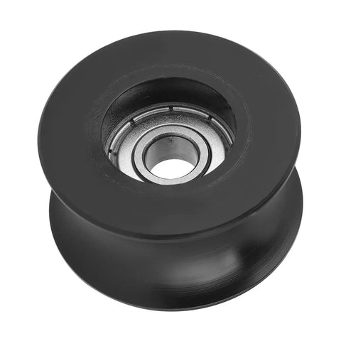 Set Of 4 Nylon Coated U Type Pulley Wheel Bearings 8x39.5x20.1mm Rail Ball Bearings For Smooth Quiet Motion In DIY Gearhead Projects And Equipment With Grease Packed For Easy Install And Low Maintenance, black pulley wheel bearing close-up