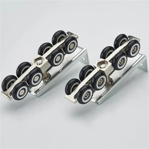 Heavy Duty Cold Rolled Steel Sliding Door Hardware Kit for Wooden Closets with Eight Smooth Rolling Wheels and Hangers