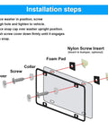Installation diagram for Anti Theft License Plate Screws Kit With Rustproof Stainless Steel M6 1/4 Inch Tamper Proof Fasteners.