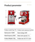 Semi Automatic Home Coffee Machine With 1.7 Liter Glass Carafe Brew Up To 10 Cups Fresh Espresso And Steam Milk Froth White And Black Finish Easy Pour And Quiet Operation, red machine with dimensions