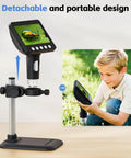 4.3 Inch LCD Digital Microscope For Adults With 50X To 1000X Zoom, 8 Adjustable LED Lights, USB Microscope For Windows And MacOS