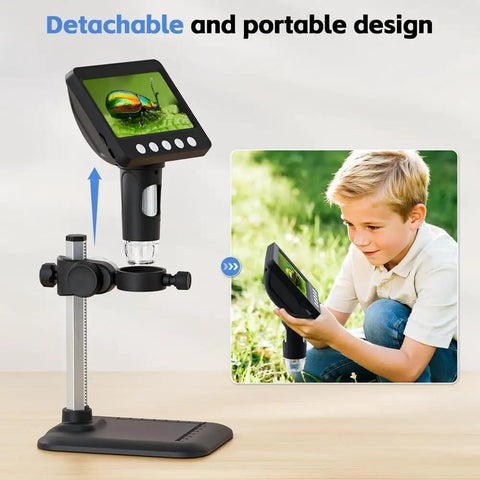 4.3 Inch LCD Digital Microscope For Adults With 50X To 1000X Zoom, 8 Adjustable LED Lights, USB Microscope For Windows And MacOS