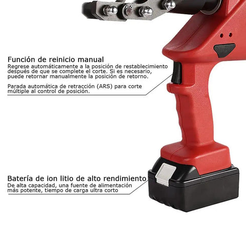 Battery Powered Hydraulic Cable Cutter 60KN Heavy-Duty Wire Cutting Tool handle and battery close-up