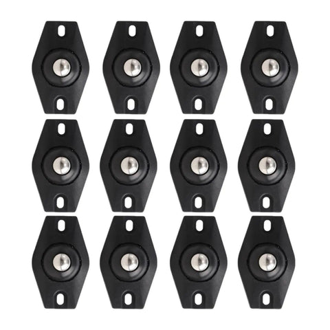 12 Piece Heavy Duty Caster Ball Wheels Smooth Swivel Universal Replacement Casters For Furniture Drawers Cabinets Toolboxes And Luggage Slick Gliding Indoor Moving Kit in black with sealed bearings.