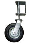 Smooth As Butter 8 Inch Pneumatic Rubber Gate Wheel With Spring Suspension for heavy duty use on gates and trailers.